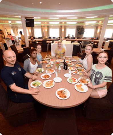 Aegean Paradise Cruise dining gathering photo on M.V Aegean Paradise
