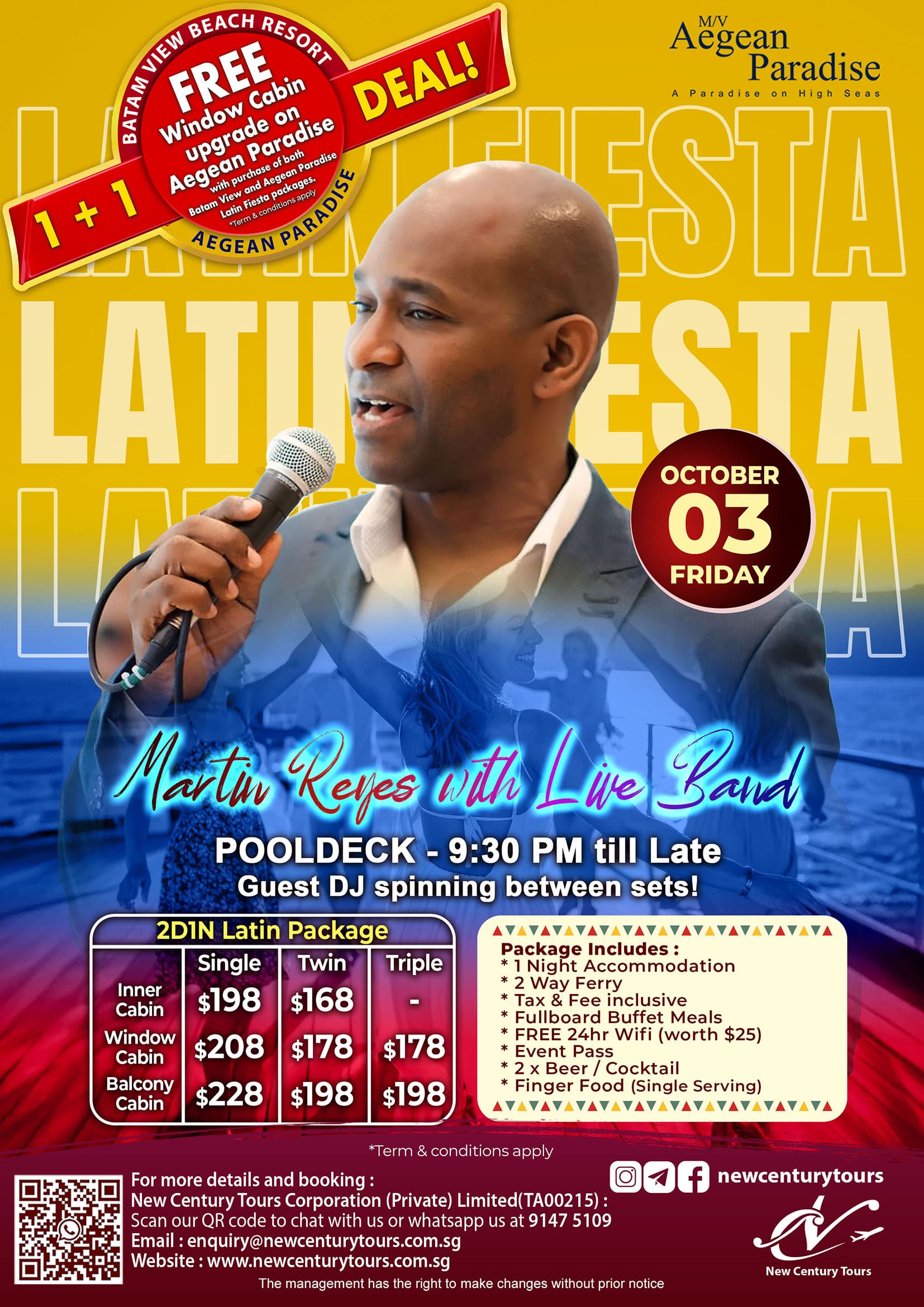 Latin Fiesta event poster for M.V Aegean Paradise