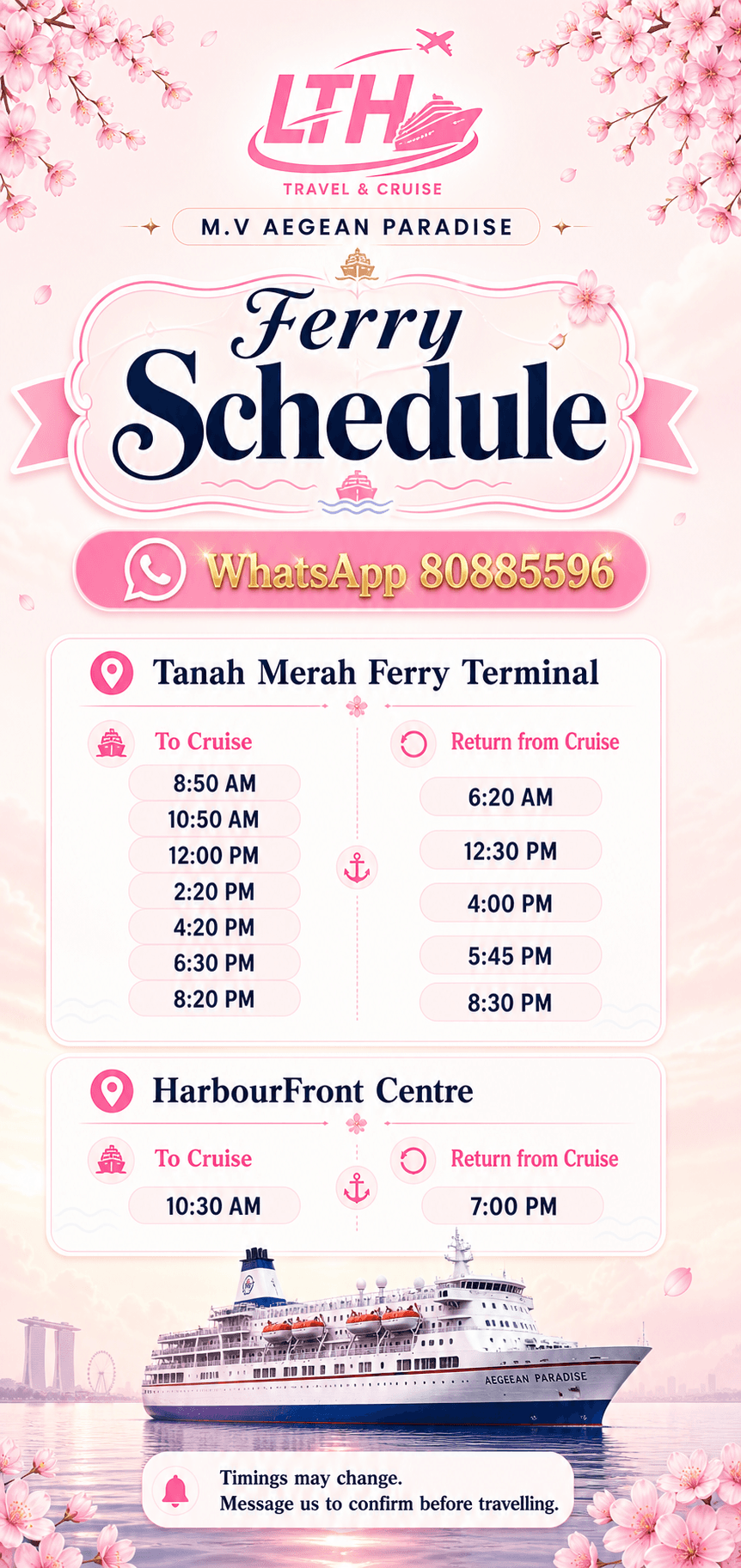 Aegean Paradise Cruise ferry schedule poster
